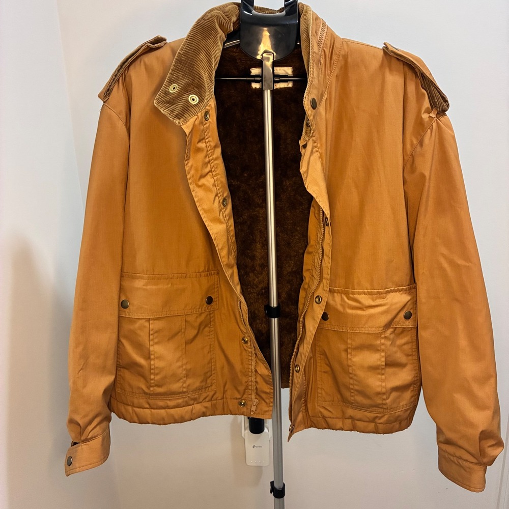 Vintage Zero King Tan Field Jacket Faux Fur Lined Corduroy Collar USA Made 54
